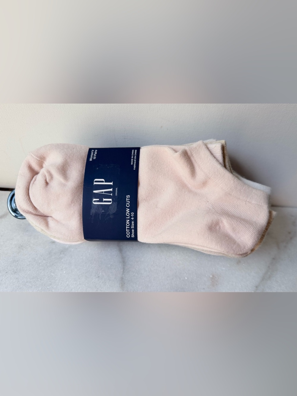 GAP Low-Cut Cotton Socks - Pale Pink,gray,white,beige. Set of 10
